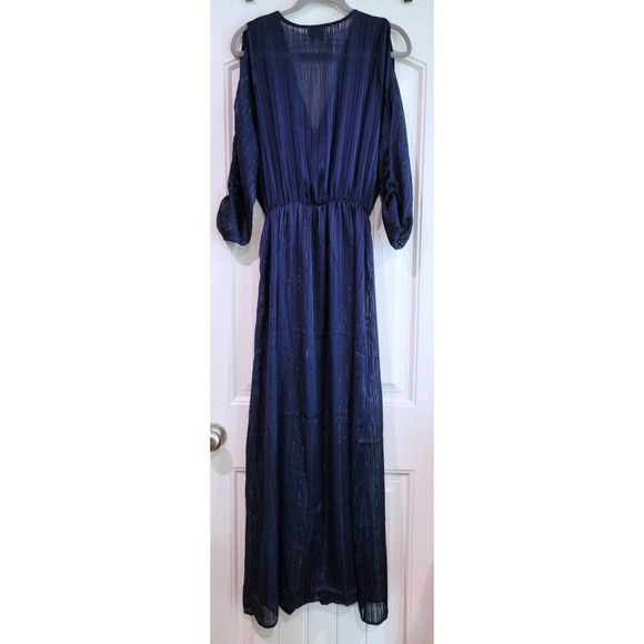Layered With Love Maxi Dress Navy Surplice Neck Slit Sleeve Boho Pullover Sz S - Picture 3 of 8